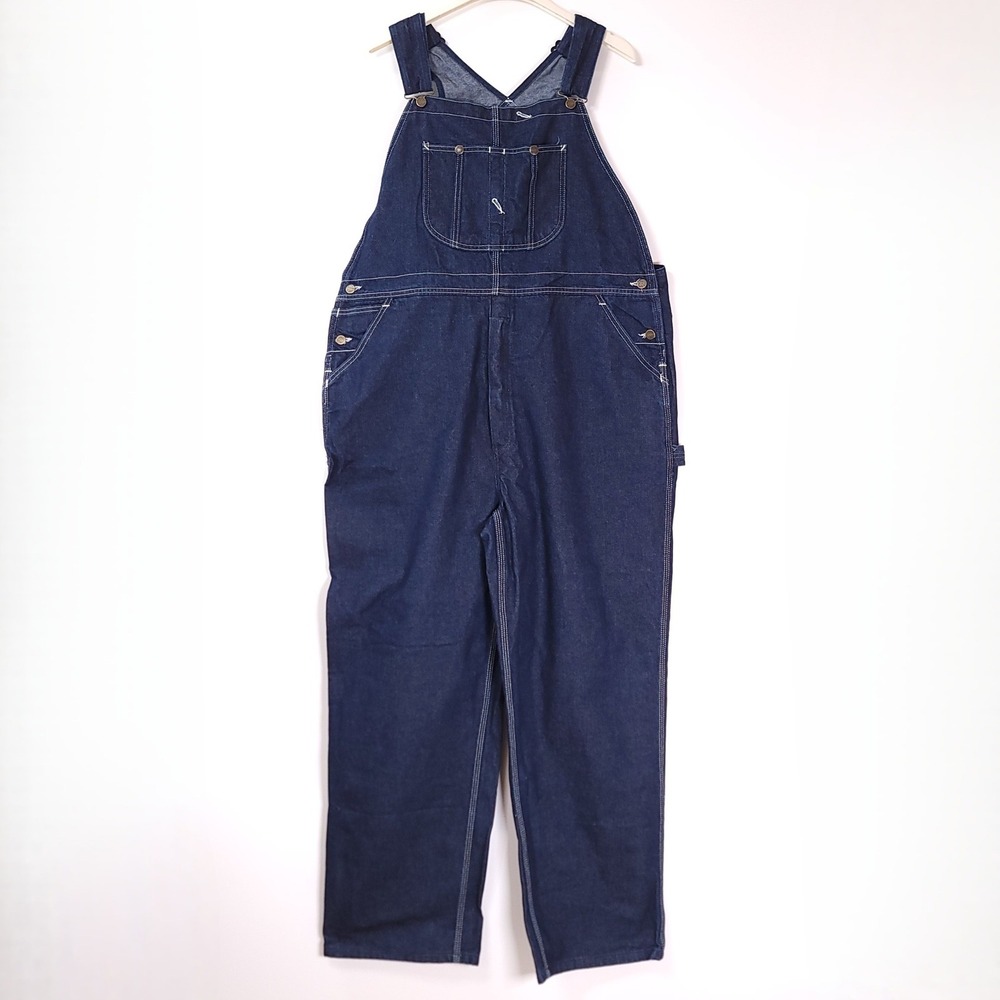 Roebucks Mens Indigo Denim Bib Overalls Dark Wash Workwear 46x32 Style 12304